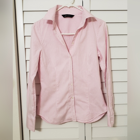 Zara Women's Long Sleeve Striped Button Down Shirt Pink and White Size S - Picture 7 of 16